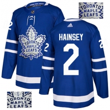 Men's Adidas Toronto Maple Leafs #2 Ron Hainsey Authentic Royal Blue Fashion Gold NHL Jersey