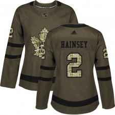 Women's Adidas Toronto Maple Leafs #2 Ron Hainsey Authentic Green Salute to Service NHL Jersey