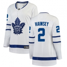 Women's Toronto Maple Leafs #2 Ron Hainsey Authentic White Away Fanatics Branded Breakaway NHL Jersey