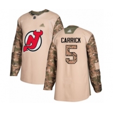 Men's New Jersey Devils #5 Connor Carrick Authentic Camo Veterans Day Practice Hockey Jersey