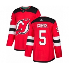Men's New Jersey Devils #5 Connor Carrick Authentic Red Home Hockey Jersey
