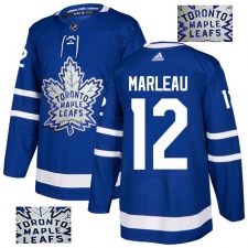 Men's Adidas Toronto Maple Leafs #12 Patrick Marleau Authentic Royal Blue Fashion Gold NHL Jersey