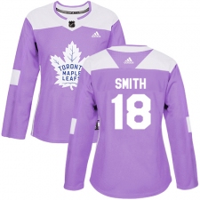 Women's Adidas Toronto Maple Leafs #18 Ben Smith Authentic Purple Fights Cancer Practice NHL Jersey