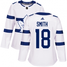 Women's Adidas Toronto Maple Leafs #18 Ben Smith Authentic White 2018 Stadium Series NHL Jersey