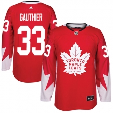 Men's Adidas Toronto Maple Leafs #33 Frederik Gauthier Authentic Red Alternate NHL Jersey