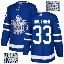 Men's Adidas Toronto Maple Leafs #33 Frederik Gauthier Authentic Royal Blue Fashion Gold NHL Jersey