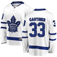Men's Toronto Maple Leafs #33 Frederik Gauthier Fanatics Branded White Away Breakaway NHL Jersey
