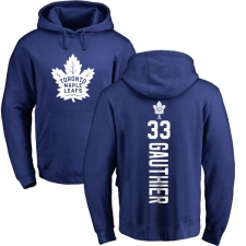 NHL Adidas Toronto Maple Leafs #33 Frederik Gauthier Royal Blue Backer Pullover Hoodie