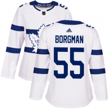 Women's Adidas Toronto Maple Leafs #55 Andreas Borgman Authentic White 2018 Stadium Series NHL Jersey