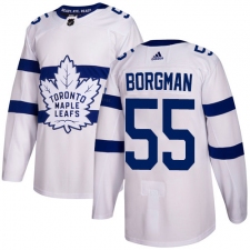 Youth Adidas Toronto Maple Leafs #55 Andreas Borgman Authentic White 2018 Stadium Series NHL Jersey