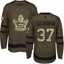 Men's Adidas Toronto Maple Leafs #37 Timothy Liljegren Authentic Green Salute to Service NHL Jersey
