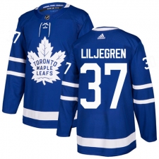 Men's Adidas Toronto Maple Leafs #37 Timothy Liljegren Authentic Royal Blue Home NHL Jersey