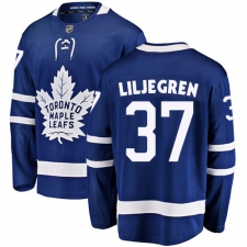 Men's Toronto Maple Leafs #37 Timothy Liljegren Authentic Royal Blue Home Fanatics Branded Breakaway NHL Jersey