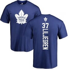 NHL Adidas Toronto Maple Leafs #37 Timothy Liljegren Royal Blue Backer T-Shirt