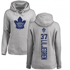 NHL Women's Adidas Toronto Maple Leafs #37 Timothy Liljegren Ash Backer Pullover Hoodie