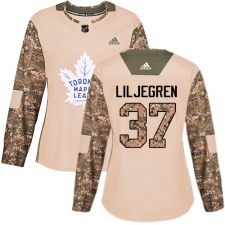 Women's Adidas Toronto Maple Leafs #37 Timothy Liljegren Authentic Camo Veterans Day Practice NHL Jersey