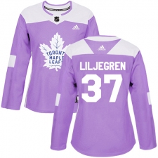 Women's Adidas Toronto Maple Leafs #37 Timothy Liljegren Authentic Purple Fights Cancer Practice NHL Jersey