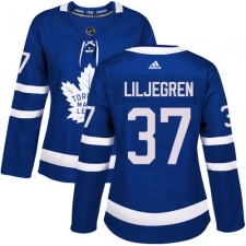 Women's Adidas Toronto Maple Leafs #37 Timothy Liljegren Authentic Royal Blue Home NHL Jersey