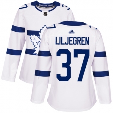 Women's Adidas Toronto Maple Leafs #37 Timothy Liljegren Authentic White 2018 Stadium Series NHL Jersey