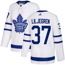 Youth Adidas Toronto Maple Leafs #37 Timothy Liljegren Authentic White Away NHL Jersey