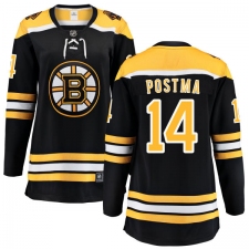 Women's Boston Bruins #14 Paul Postma Authentic Black Home Fanatics Branded Breakaway NHL Jersey