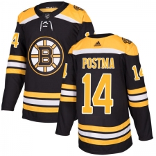 Youth Adidas Boston Bruins #14 Paul Postma Authentic Black Home NHL Jersey