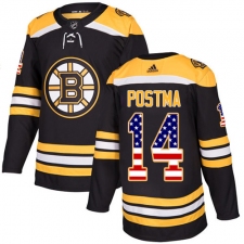 Youth Adidas Boston Bruins #14 Paul Postma Authentic Black USA Flag Fashion NHL Jersey