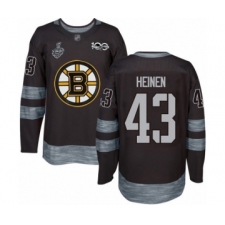 Men's Boston Bruins #43 Danton Heinen Authentic Black 1917-2017 100th Anniversary 2019 Stanley Cup Final Bound Hockey Jersey