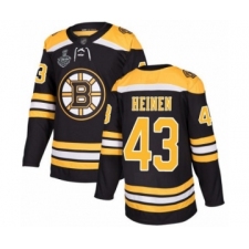 Men's Boston Bruins #43 Danton Heinen Authentic Black Home 2019 Stanley Cup Final Bound Hockey Jersey