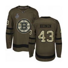 Men's Boston Bruins #43 Danton Heinen Authentic Green Salute to Service 2019 Stanley Cup Final Bound Hockey Jersey