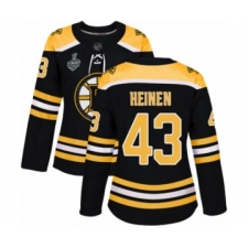 Women's Boston Bruins #43 Danton Heinen Authentic Black Home 2019 Stanley Cup Final Bound Hockey Jersey