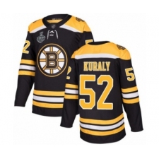 Men's Boston Bruins #52 Sean Kuraly Authentic Black Home 2019 Stanley Cup Final Bound Hockey Jersey