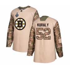 Men's Boston Bruins #52 Sean Kuraly Authentic Camo Veterans Day Practice 2019 Stanley Cup Final Bound Hockey Jersey
