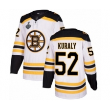Men's Boston Bruins #52 Sean Kuraly Authentic White Away 2019 Stanley Cup Final Bound Hockey Jersey