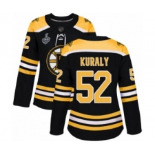 Women's Boston Bruins #52 Sean Kuraly Authentic Black Home 2019 Stanley Cup Final Bound Hockey Jersey