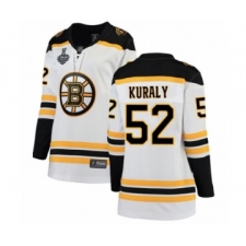 Women's Boston Bruins #52 Sean Kuraly Authentic White Away Fanatics Branded Breakaway 2019 Stanley Cup Final Bound Hockey Jersey