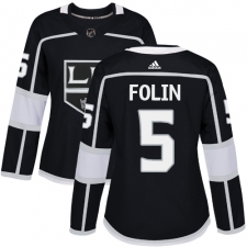 Women's Adidas Los Angeles Kings #5 Christian Folin Authentic Black Home NHL Jersey