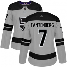 Women's Adidas Los Angeles Kings #7 Oscar Fantenberg Authentic Gray Alternate NHL Jersey