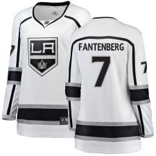 Women's Los Angeles Kings #7 Oscar Fantenberg Authentic White Away Fanatics Branded Breakaway NHL Jersey