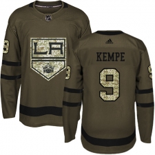 Men's Adidas Los Angeles Kings #9 Adrian Kempe Authentic Green Salute to Service NHL Jersey