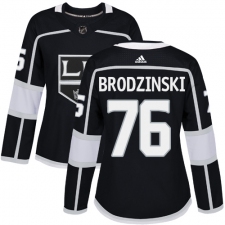 Women's Adidas Los Angeles Kings #76 Jonny Brodzinski Authentic Black Home NHL Jersey