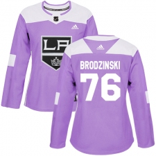 Women's Adidas Los Angeles Kings #76 Jonny Brodzinski Authentic Purple Fights Cancer Practice NHL Jersey