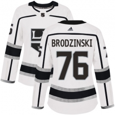 Women's Adidas Los Angeles Kings #76 Jonny Brodzinski Authentic White Away NHL Jersey