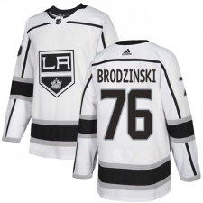 Youth Adidas Los Angeles Kings #76 Jonny Brodzinski Authentic White Away NHL Jersey