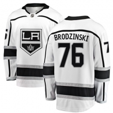 Youth Los Angeles Kings #76 Jonny Brodzinski Authentic White Away Fanatics Branded Breakaway NHL Jersey