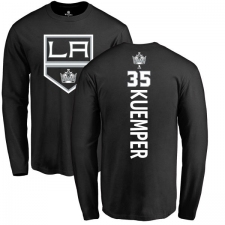 NHL Adidas Los Angeles Kings #35 Darcy Kuemper Black Backer Long Sleeve T-Shirt
