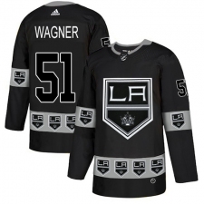 Men's Adidas Los Angeles Kings #51 Austin Wagner Authentic Black Team Logo Fashion NHL Jersey