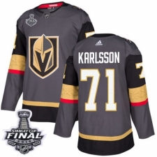 Men's Adidas Vegas Golden Knights #71 William Karlsson Premier Gray Home 2018 Stanley Cup Final NHL Jersey
