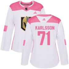 Women's Adidas Vegas Golden Knights #71 William Karlsson Authentic White/Pink Fashion NHL Jersey