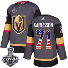 Youth Adidas Vegas Golden Knights #71 William Karlsson Authentic Gray USA Flag Fashion 2018 Stanley Cup Final NHL Jersey
